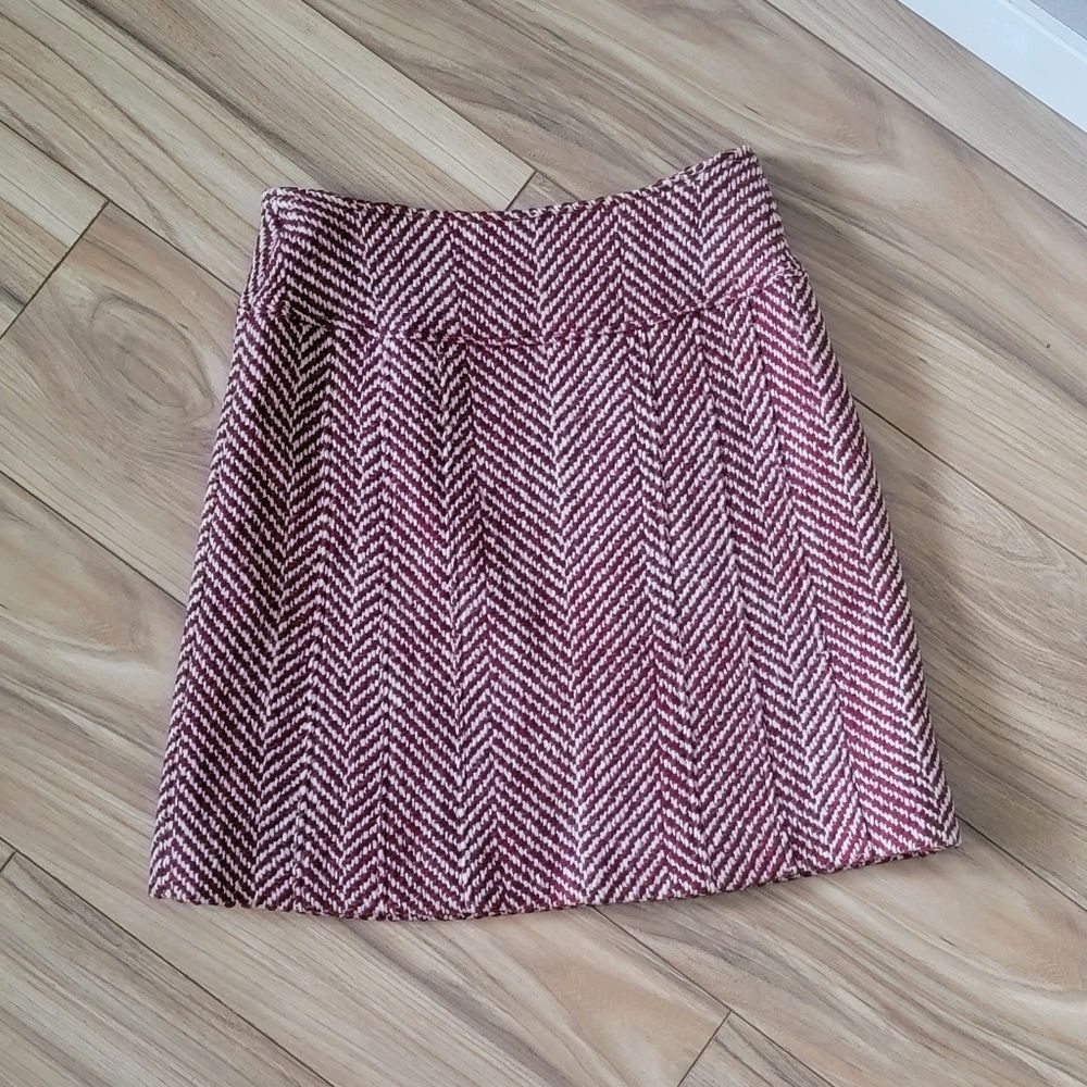 Piazza Sempione Made in Italy Herringbone Wool Mini Skirt in Red